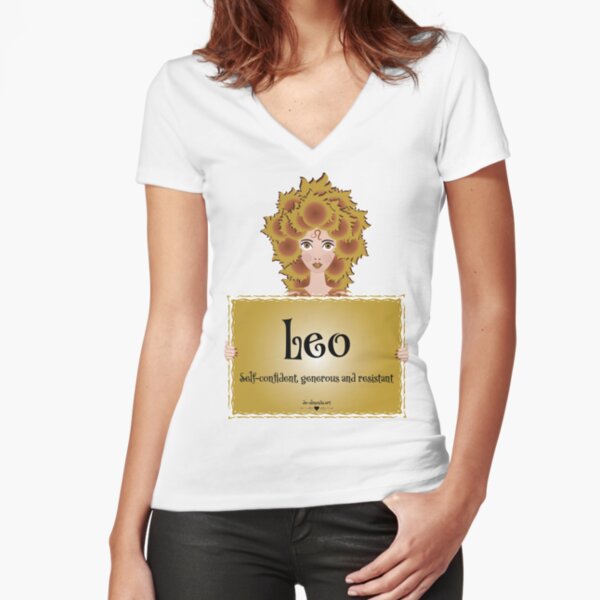 Leo woman Fitted V-Neck T-Shirt