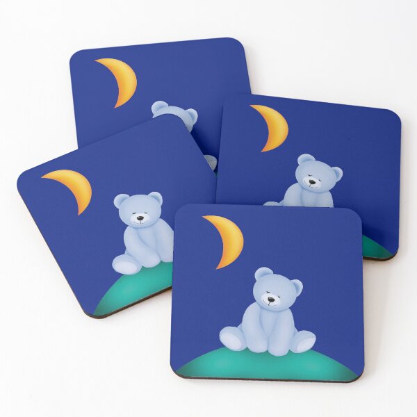 Item preview, Sleeping blue bear cub on hill night background designed and sold by Gardheim.