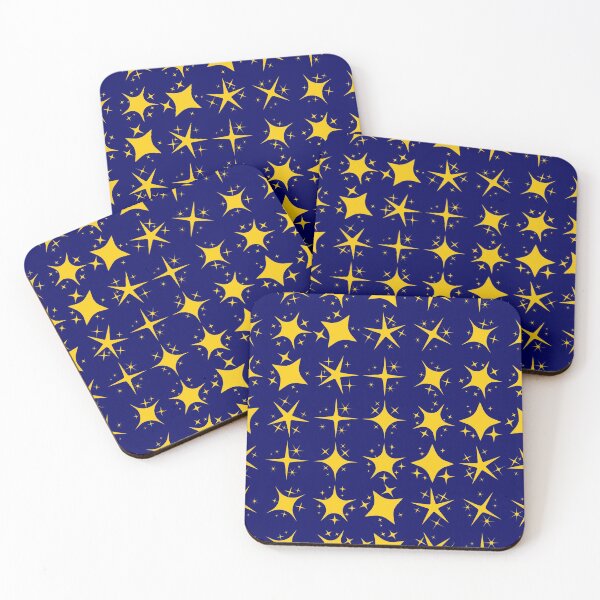 Item preview, Shining stars doodle pattern on blue designed and sold by NatureArtUK.