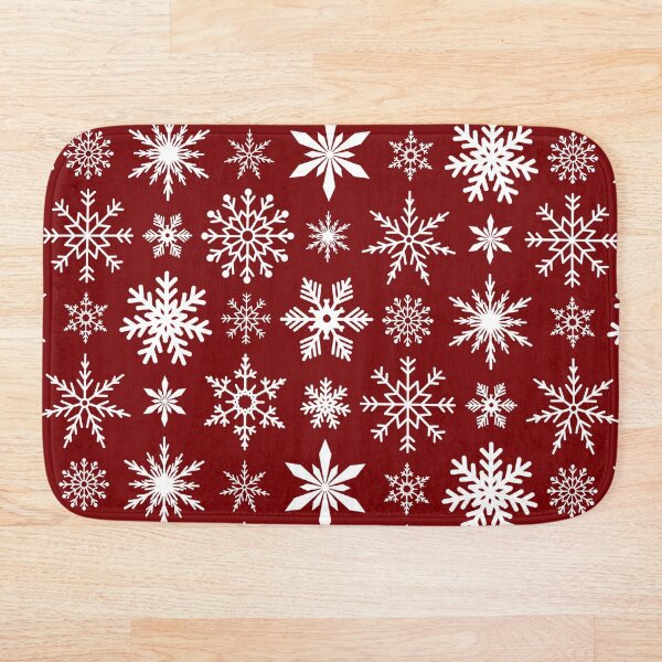 Item preview, Snowflakes doodle Christmas pattern on red designed and sold by NatureArtUK.