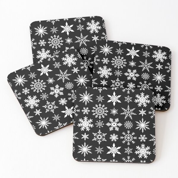 Item preview, Snowflakes doodle Christmas pattern on black designed and sold by NatureArtUK.