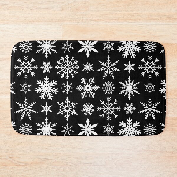 Item preview, Snowflakes doodle Christmas pattern on black designed and sold by NatureArtUK.