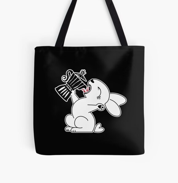 Kaffeesüchtiger weißer Hase Allover-Print Tote Bag