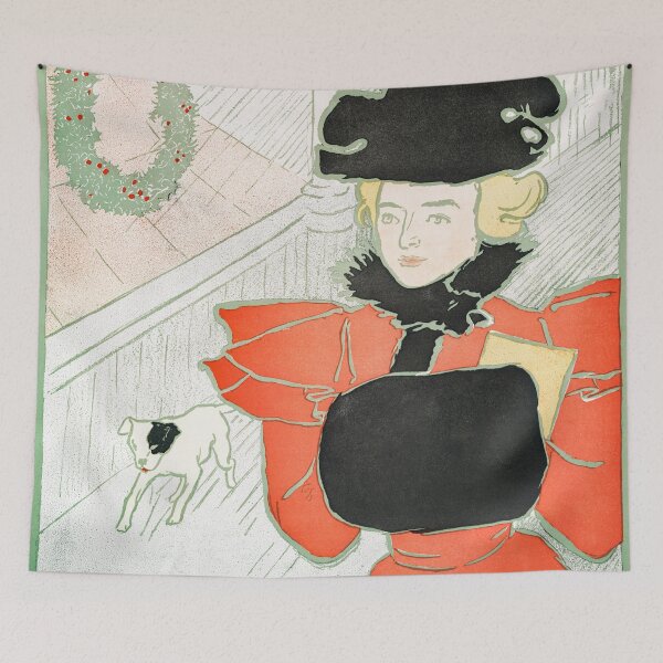 Item preview, Vintage Christmas Card (ca. 1890–1907) by Edward Penfield designed and sold by Designedbysm.