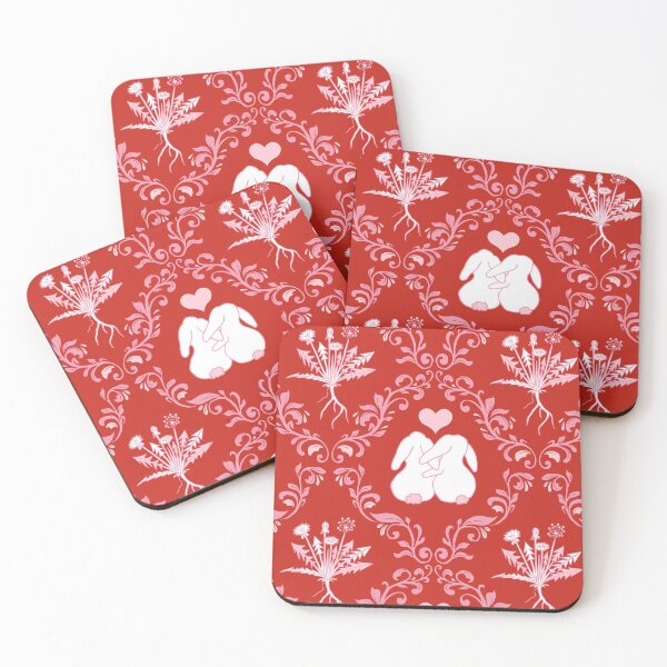 Item preview, some bunny loves you - Valentine's Day damask pattern with white rabbits on red designed and sold by colorofmagic.