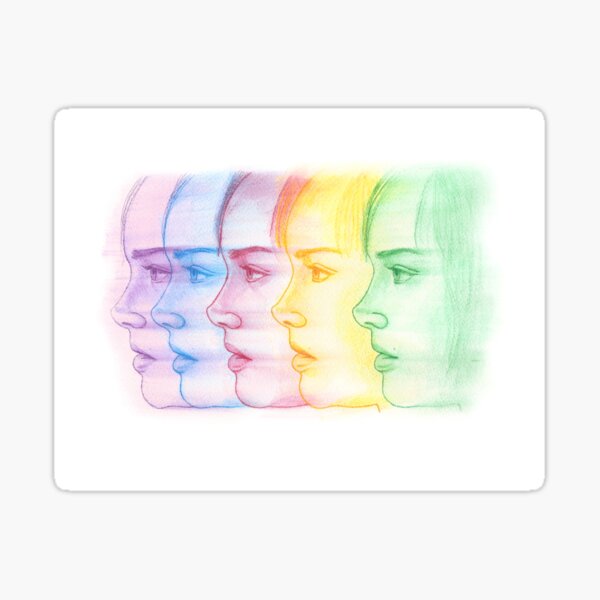 Candy Girl Spectrum – Watercolor Rainbow Face Profile Art Sticker