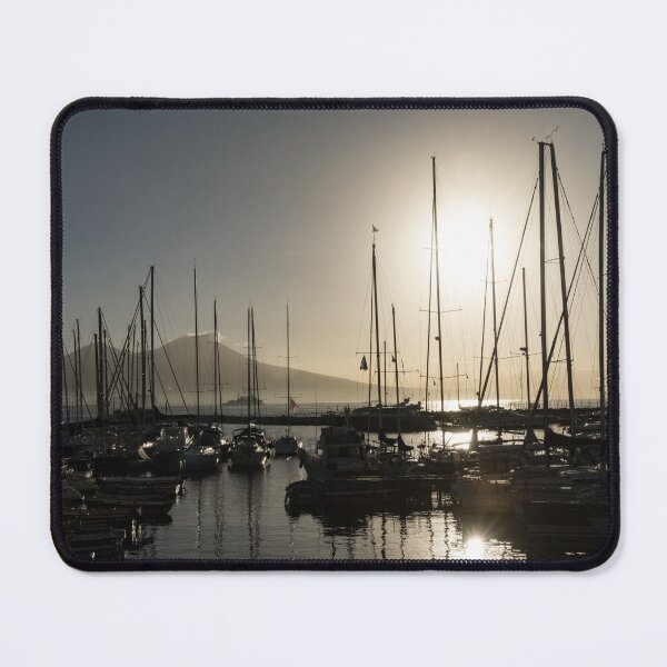 Item preview, Brilliant Hot Sunshine - Naples Marina Yachts with Vesuvius Volcano Background designed and sold by Georgia Mizuleva.