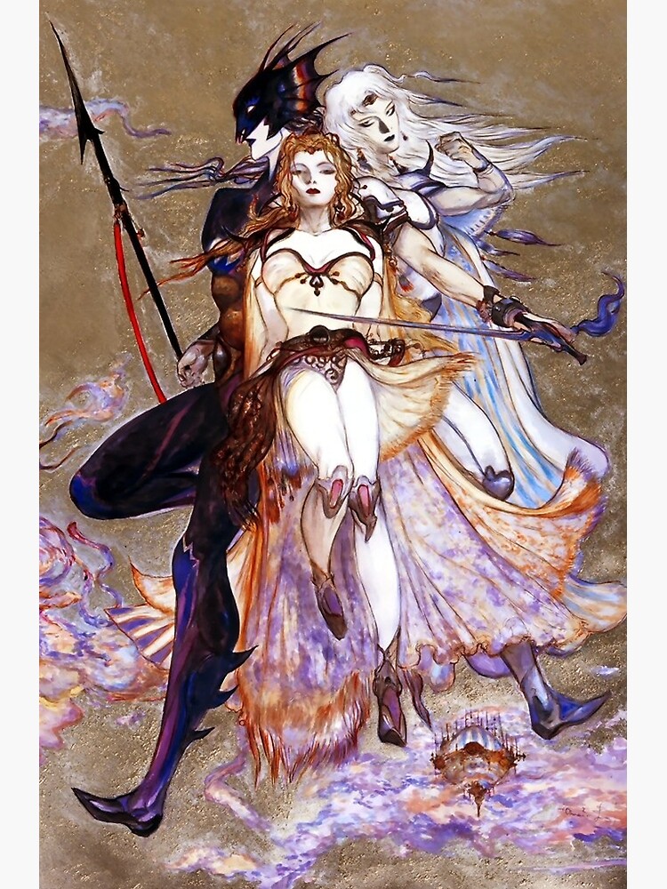 Discover Yoshitaka Amano - Rosa, Kein, Cecil (Final Fantasy IV) Premium Matte Vertical Poster