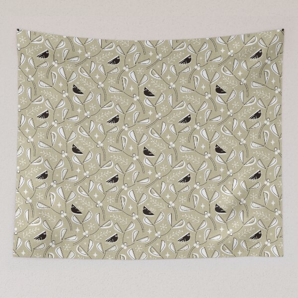 Item preview, MCM - Mistletoe and Blackbirds - Rustic Green designed and sold by miavaldez.