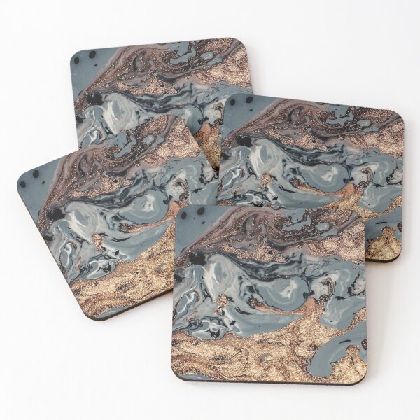 Item preview, light blue and gold streaks marble print designed and sold by HadeeeeL.