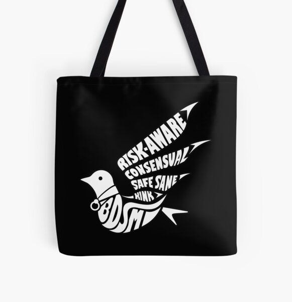 BDSM Taube Vogel der Liebe, Zustimmung und Kinkpride Allover-Print Tote Bag