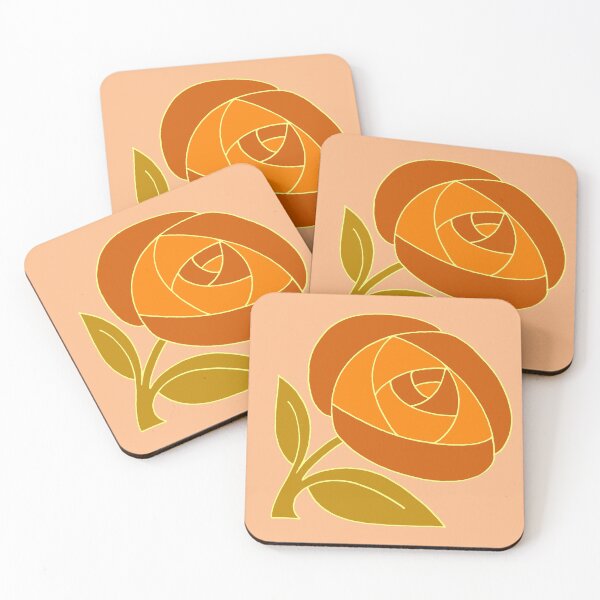 Item preview, Retro Seventies style rose flower orange designed and sold by aapshop.