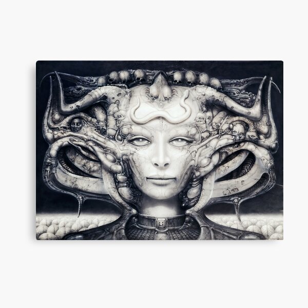 HR Giger Woman and skulls Canvas Print