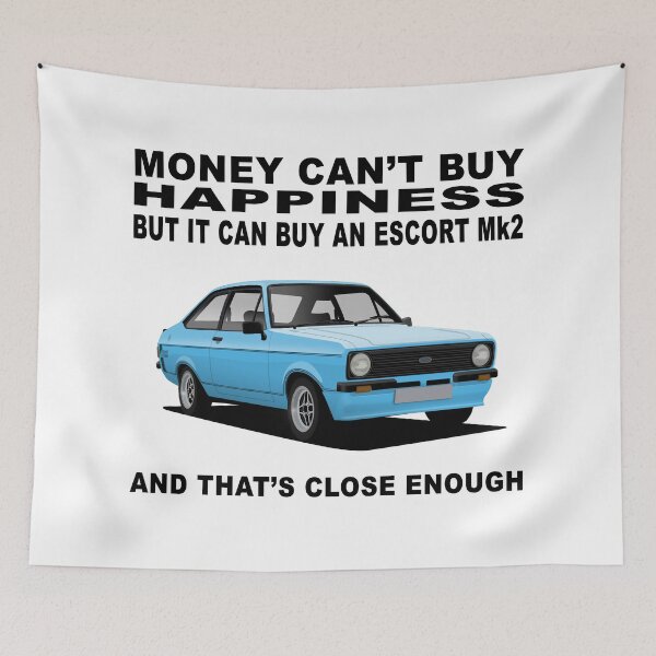 Item preview, Ford Escort Mexico Mk2 2 Door Olympic Blue Happiness Illustration designed and sold by Hamilton illustrations.