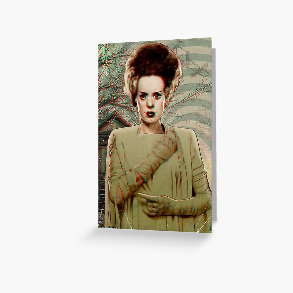 Elsa Lanchester as the Bride of Frankenstein Anaglyph 3d illustration