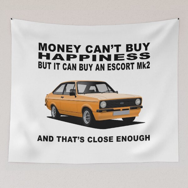 Item preview, Ford Escort Mexico Mk2 2 Door Signal Orange Happiness Illustration designed and sold by Hamilton illustrations.