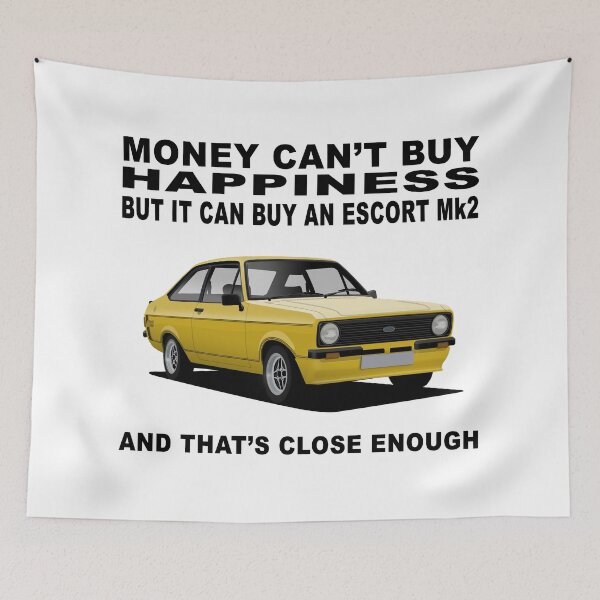 Item preview, Ford Escort Mexico Mk2 2 Door Signal Yellow Happiness Illustration designed and sold by Hamilton illustrations.