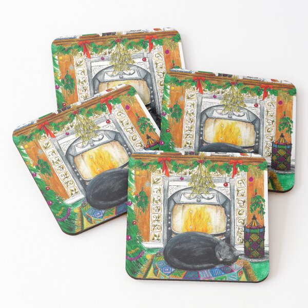 Item preview, Christmas Cat by The Fire designed and sold by gwendavies.