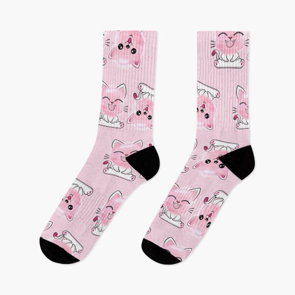 Item preview, Happy Cat Sweet Pink Watercolor Cotton Candy Pattern designed and sold by PinkPandaDesign.