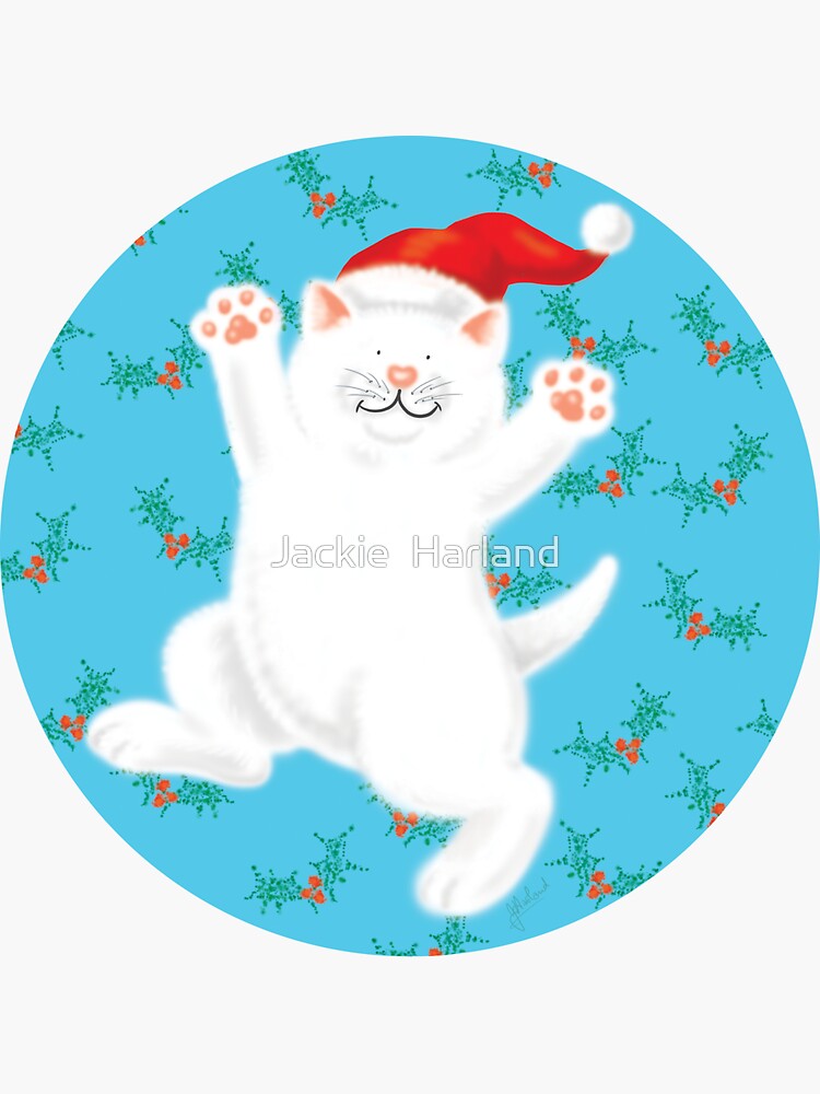 Thumbnail 3 of 3, Sticker, Christmas Cat designed and sold by Meadowpipit.
