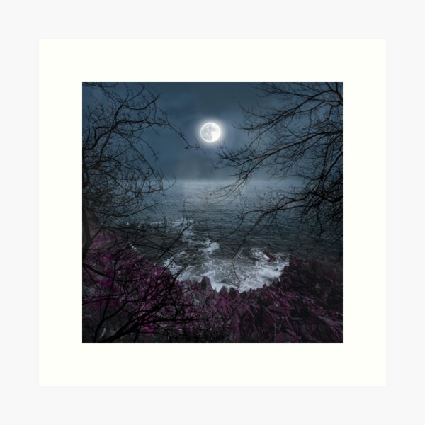 Hell of boiling sea and dead pine trees Art Print