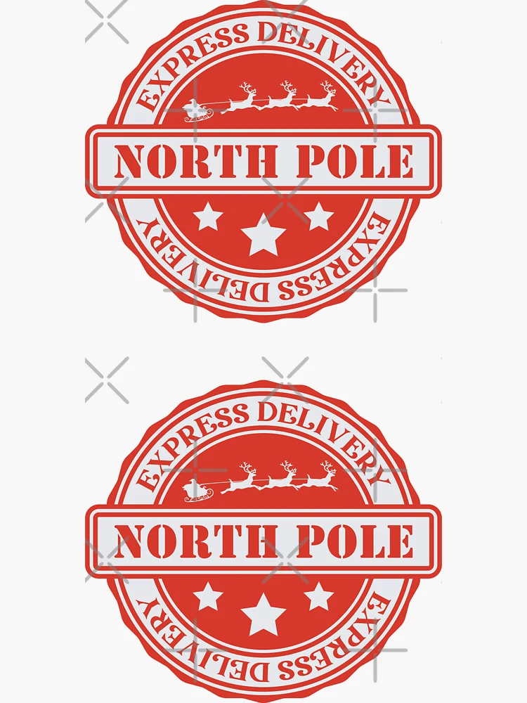 North Pole Express Mail Stamps Sticker for Sale by Nakikej