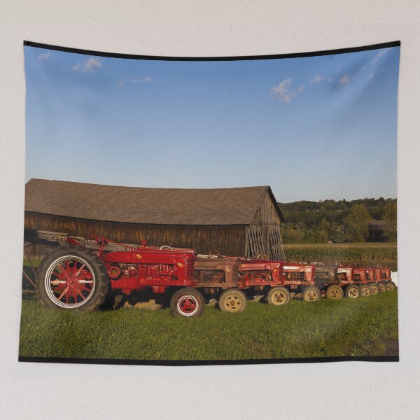 Item preview, Red tractors and tobacco barns in Suffield, Connecticut designed and sold by OrcaNature.