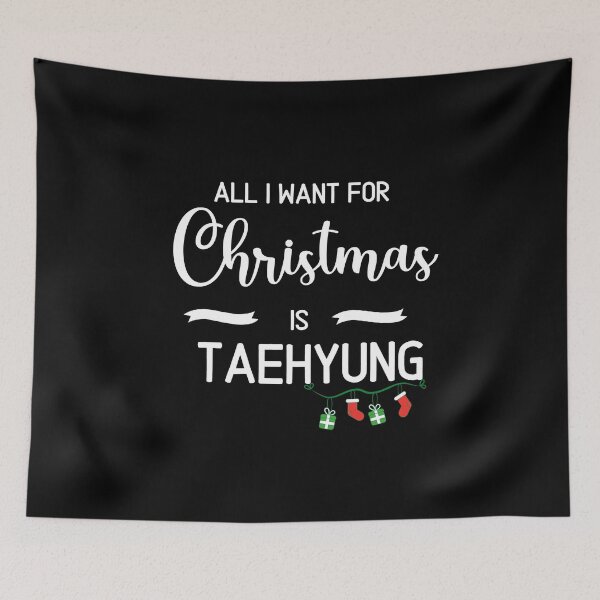 Item preview, All I want for Christmas is Taehyung| White Bold Text on Black designed and sold by Daebakshop.