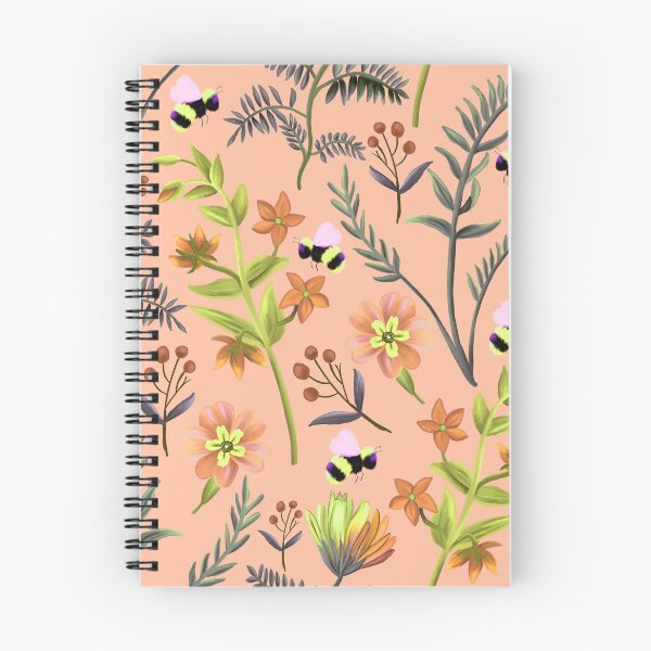Item preview, Colorful Peach Bumblebee Floral Pattern designed and sold by Happy  People Prints.