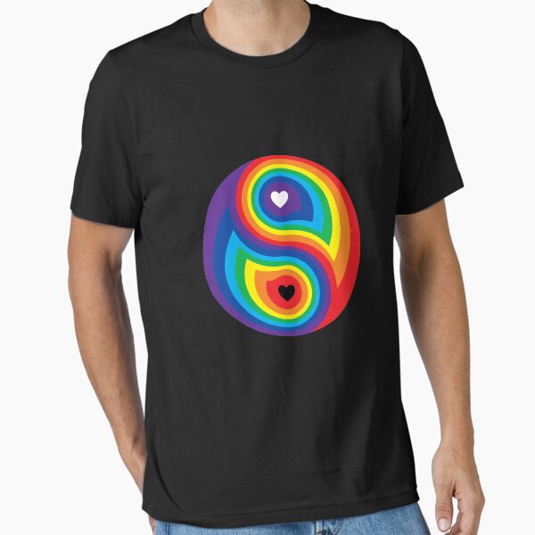 LGBTQ Pride - Ying Yang Meaning Love - Rainbow Yin Yang Essential T-Shirt