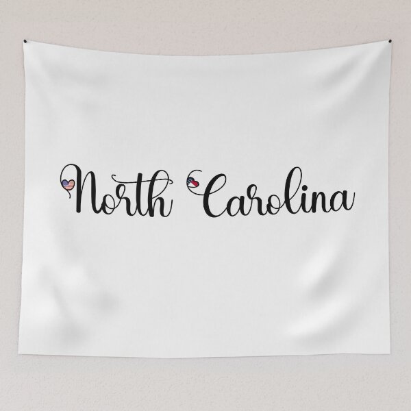 Item preview, I Love North Carolina - North Carolina Script With Heart Shaped Flags designed and sold by molamode.