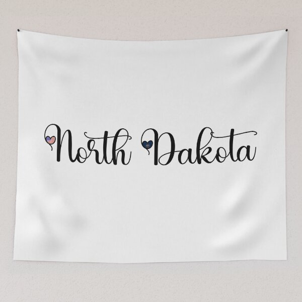 Item preview, I Love North Dakota - North Dakota Script With Heart Shaped Flags designed and sold by molamode.