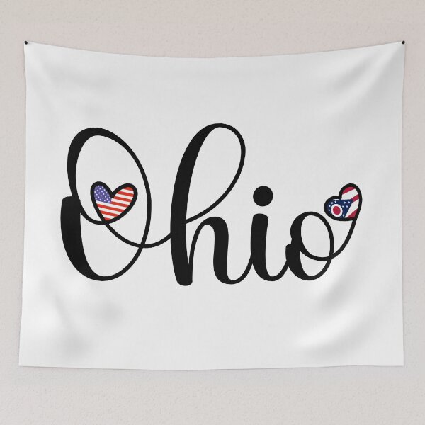Item preview, I Love Ohio - Ohio Script With Heart Shaped Flags designed and sold by molamode.