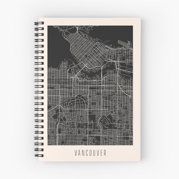 Aperçu de l'œuvre Carte des rues de la ville de Vancouver sombre créée et vendue par Teecha.
