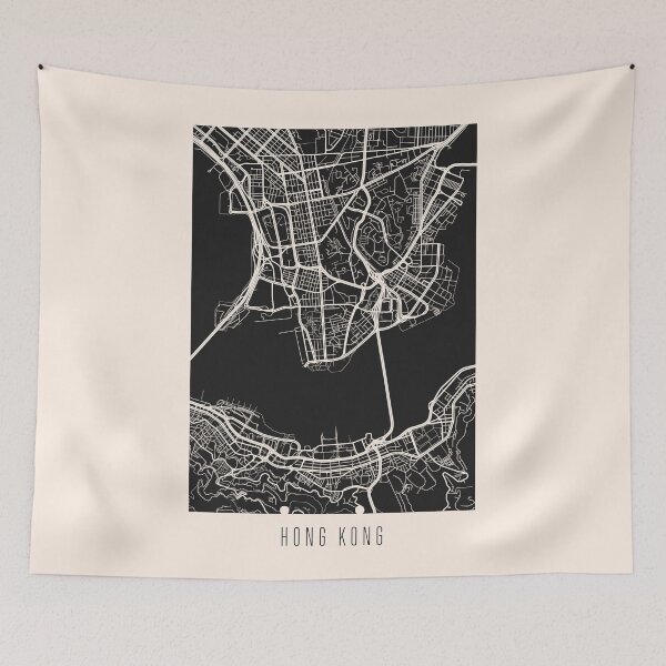 Item preview, Hong Kong Downtown Street Map Dark Graphic Design designed and sold by Teecha.
