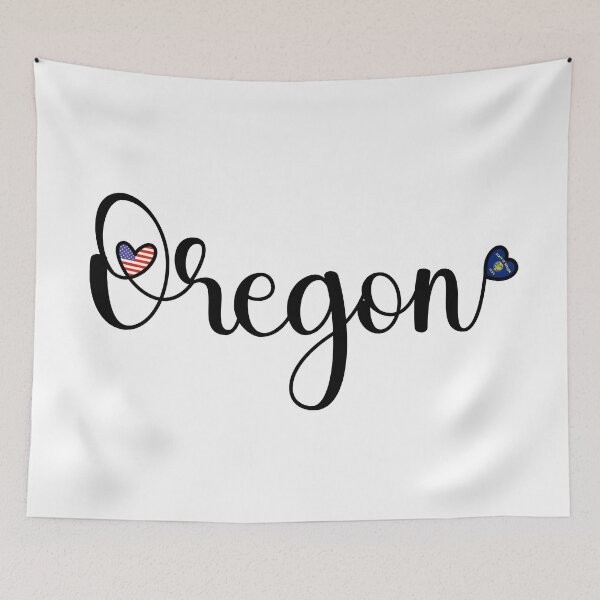 Item preview, I Love Oregon - Oregon Script With Heart Shaped Flags designed and sold by molamode.