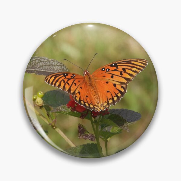 Item preview, fritillary butterfly on orange lantana flowers designed and sold by UpTowardTheSky.