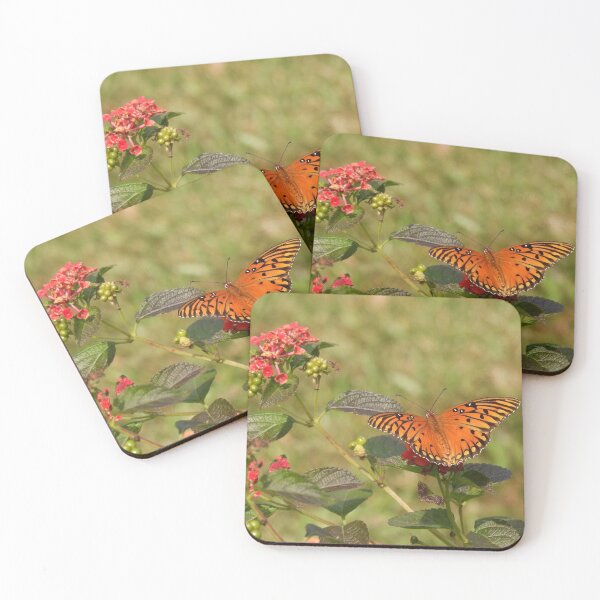 Item preview, fritillary butterfly on orange lantana flowers designed and sold by UpTowardTheSky.
