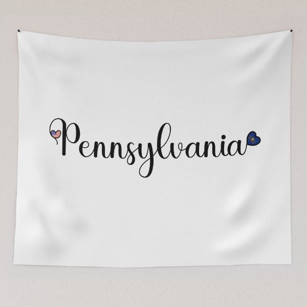 Item preview, I Love Pennsylvania - Pennsylvania Script With Heart Shaped Flags designed and sold by molamode.