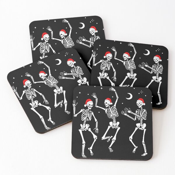 Item preview, Christmas Dancing Skeletons in Santa Hats designed and sold by Pink Pineapple Works.