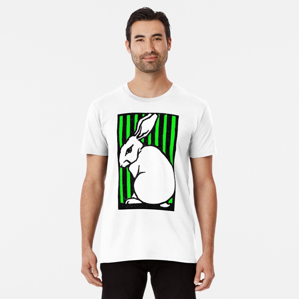 Neon Green Mean Bunny Rabbit Vintage Illustration Premium T-Shirt