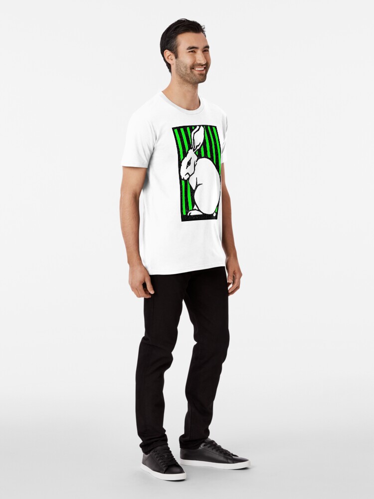 Alternate view of Neon Green Mean Bunny Rabbit Vintage Illustration Premium T-Shirt
