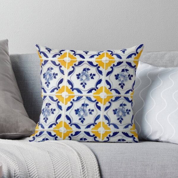 Portuguese Blue and yellow tiles  Throw Pillow