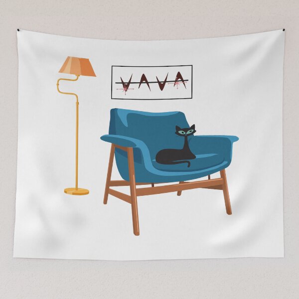 Item preview, Atomic Cat Relaxing on a Mid Century Chair designed and sold by LisWilliams.