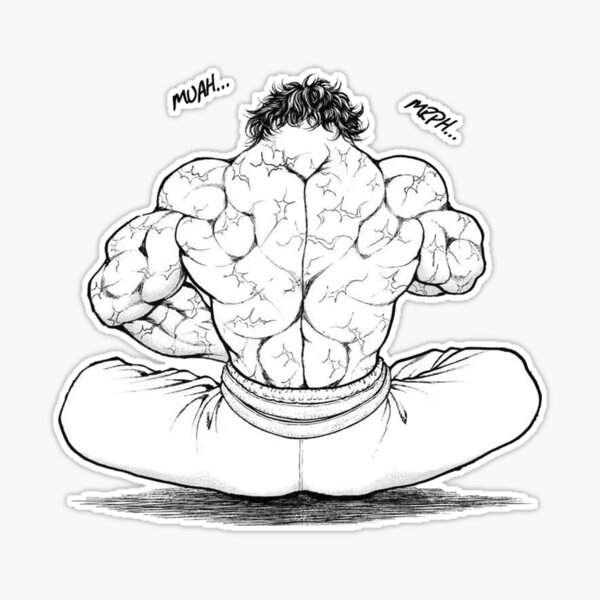 Baki hanma back eating  Sticker by CoconutWater10