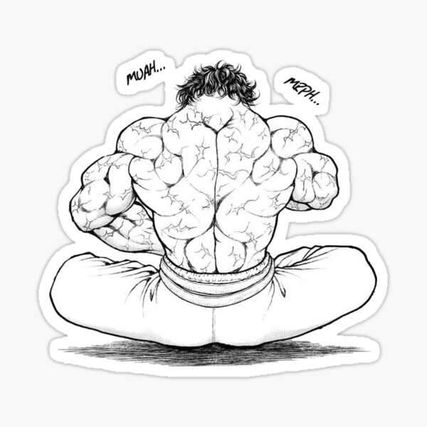 Baki hanma back eating  Sticker by CoconutWater10