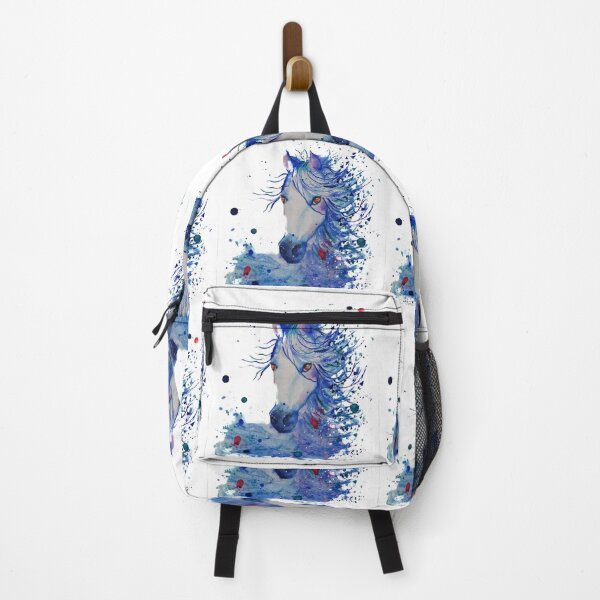 Item preview, Print of blue watercolor horse graphic pattern designed and sold by Maryse-Montron.