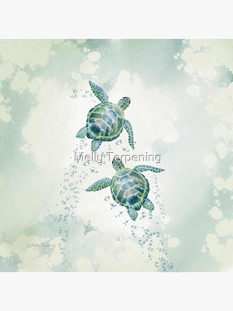 Cute Hand Painted Preppy Sea Turtle Pattern - Preppy - Sticker