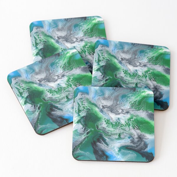 Item preview, Green Abstract Artwork - Frothing Ocean Waves - Resin Art Fluid Painting designed and sold by Kate Chesters.