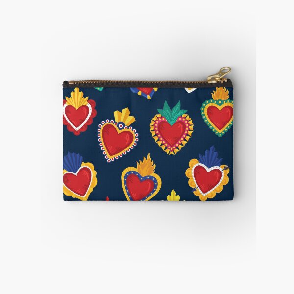 Item preview, Mexican Sacred Hearts Pattern / Blue Background by Akbaly designed and sold by Akbaly.